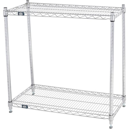 Nexel 2 Shelf, Chrome Wire Shelving Unit, Starter, 36inW x 18inD x 34inH B3124399
